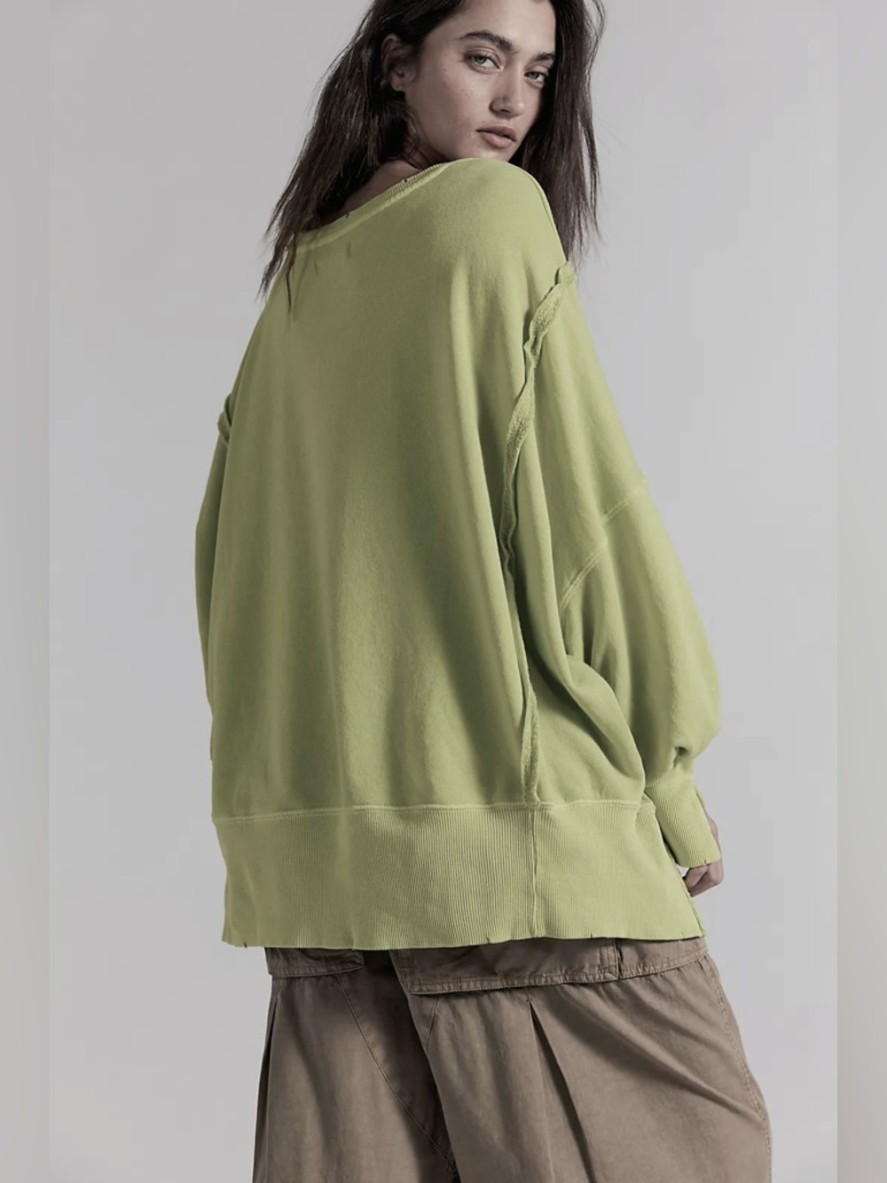 864. FREE PEOPLE We The Free Camden Sweatshirt in Acid Lime Sz S NWOT $78 - Picture 2 of 8
